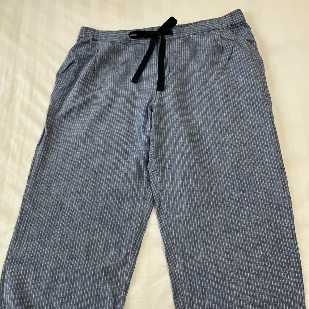 Striped linen blend drawstring pants